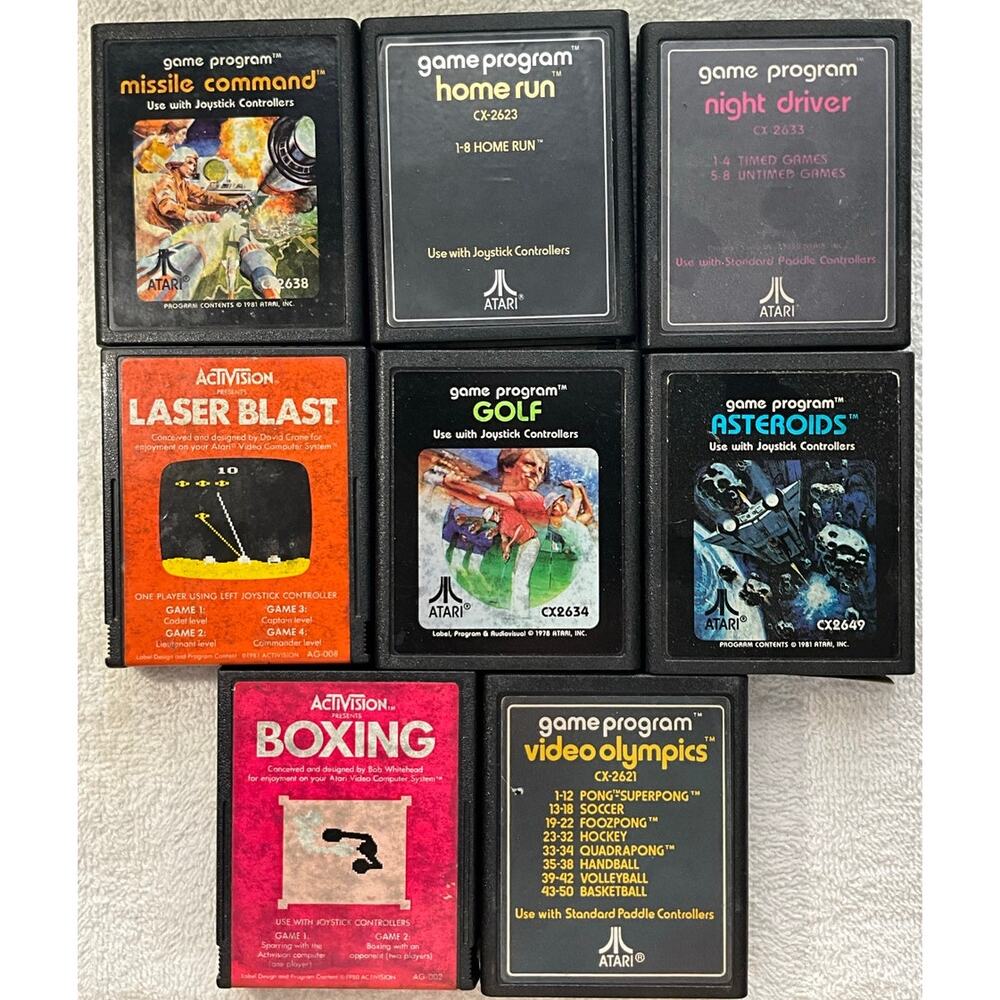 Lot of 8 Atari 2600 games Boxing, Laser Blast, Video Olympics and More